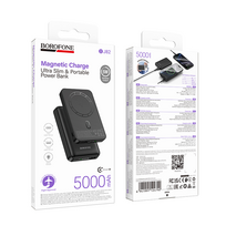 borofone power bank - Borofone BJ82 Dawn, 5000mAh, USB, magnetinis, su belaidžiu įkrovimu, juodas - 2 nuotrauka