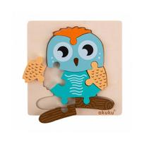 montessori zaislai - Akuku kūdikių medinė, edukacinė dėlionė OWL, A0601 - 2 nuotrauka