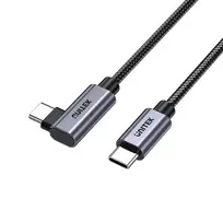 usb 100w laidas - Unitek USB-C kampinis kabelis 90° PD 100W 3m Juodas (Black) - 5 nuotrauka