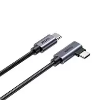 usb 100w laidas - Unitek USB-C kampinis kabelis 90° PD 100W 3m Juodas (Black) - 6 nuotrauka