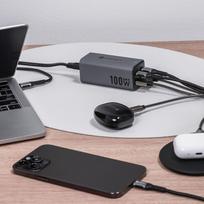 usb 2.4 a - FORCELL F-ENERGY GaN III VT-49 stalinis įkroviklis 2 x Type C + 2 x USB A PD QC4.0 SFC2.0 5A 100W pilka (Gray) - 4 nuotrauka