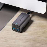 usb 2.4 a - FORCELL F-ENERGY GaN III VT-49 stalinis įkroviklis 2 x Type C + 2 x USB A PD QC4.0 SFC2.0 5A 100W pilka (Gray) - 8 nuotrauka
