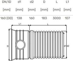 tarpines - Magnaplast Pralaidos vamzdis su tarpine Ø 160 mm, SN8, 3 m - 2 nuotrauka