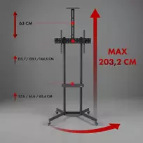 carters - Maclean MC-113 B Televizoriaus stovas/vežimėlis, ant ratukų, 37–70 colių, maks. apkrova 45 kg - 5 nuotrauka