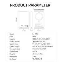 magnetinis power bank - BWOO P75, 5000mAh, 20W, PD, USB-C, magnetinė, sidabrinė - 3 nuotrauka