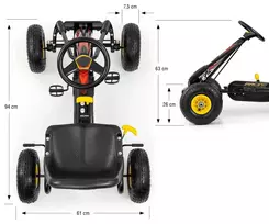 gokartas - Milly Mally Thor juodas pedalinis gokartas - 3 nuotrauka