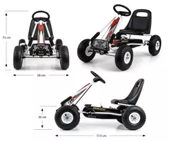 gokartas - Milly Mally pedalinis gokartas Thor, baltas (White) - 2 nuotrauka