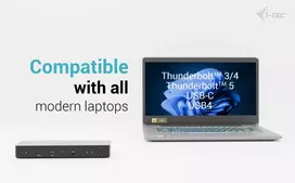 usb c usb c dp - i-tec Thunderbolt 4 Intelligent Dual Display Docking Station Power Delivery 90W 2x DP Video TB AUDIO LAN USB-A 10Gbps USB-C 10 Gbps Kensington lock ,  TB4INTGDUAL4KDOCPD - 4 nuotrauka