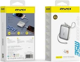 laidas asus - Awei AS-181 10000mAh 35W, sidabrinis - 2 nuotrauka
