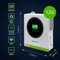 12v inverteris - Qoltec 53863 Off-Grid 1500W 100A 12V MPPT - 9 nuotrauka