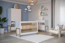 ciuziniai 60 cm - Kūdikio lovytė Kocot Kids Victor LNVI_BI_13-6BS_BM, ruda/balta, 60 x 120 cm, be patalynės dėžės, be čiužinio - 3 nuotrauka