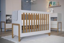 ciuziniai 60 cm - Kūdikio lovytė Kocot Kids Victor LNVI_BI_13-6BS_BM, ruda/balta, 60 x 120 cm, be patalynės dėžės, be čiužinio - 5 nuotrauka