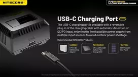 5v baterija usb - BATTERY CHARGER 2-SLOT/CI2 NITECORE - 6 nuotrauka