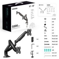 2 monitoriu laikiklis - MONITOR ACC WALL MOUNT/13-32" BLACK G200-B ONKRON - 2 nuotrauka