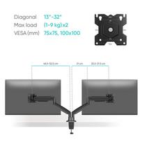 2 monitoriu laikiklis - MONITOR ACC WALL MOUNT/13-32" BLACK G200-B ONKRON - 5 nuotrauka