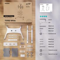 televizoriaus stovas laikiklsi tv stovas - TV SET ACC MOBILE STAND/40-70"/WHITE TS1552-W ONKRON - 3 nuotrauka