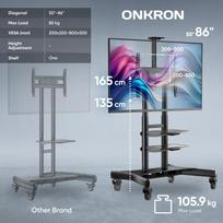 50 coliu televizoriai - TV SET ACC MOBILE STAND/50-86"/BLACK TS1881-B ONKRON - 6 nuotrauka