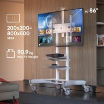 mobilus tv stovas - TV SET ACC MOBILE STAND/50-86"/WHITE TS1881-W ONKRON - 4 nuotrauka