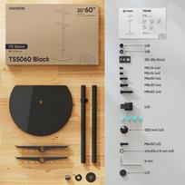televizoriaus stovas laikiklsi tv stovas - TV SET ACC FLOOR STAND /30-60"/BLACK TS5060-B ONKRON - 2 nuotrauka