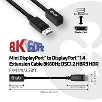 club3d displayport 1.4 hbr3 - Club 3D CAC-1120 Mini DisplayPort to DisplayPort 1m Juodas (Black) - 5 nuotrauka