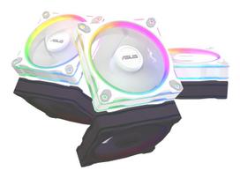 ventiliatoriai 12v - ASUS Prime MR120 Fan ARGB 120 mm Baltas (White) 3 vnt. - 8 nuotrauka
