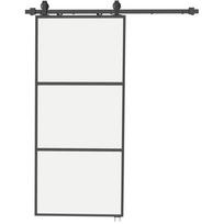 HOMCOM Stumdomos durys su matiniu stiklu, juodos (Black)