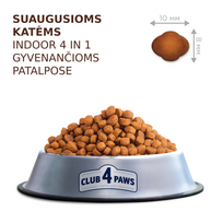 club 4 paws katems - CLUB 4 PAWS Premium pilnavertis sausas maistas suaugusioms katėms gyvenančioms patalpose „INDOOR 4 IN 1“, 14 kg - 2 nuotrauka