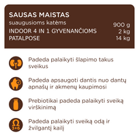 club 4 paws katems - CLUB 4 PAWS Premium pilnavertis sausas maistas suaugusioms katėms gyvenančioms patalpose „INDOOR 4 IN 1“, 14 kg - 6 nuotrauka