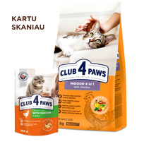 club 4 paws katems - Club 4 Paws Premium visavertis maistas suaugusioms katėms, gyvenančioms patalpose Indoor 4 in 1, 2 kg - 3 nuotrauka