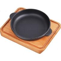 Ketaus keptuvė su mediniu padėklu "HoReCa" 28 cm