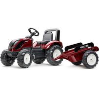 paspiriamos masineles - Falk Valtra S4 pedalinis traktorius su priekaba, raudonas (Red) - 2 nuotrauka