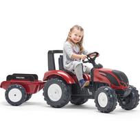 paspiriamos masineles - Falk Valtra S4 pedalinis traktorius su priekaba, raudonas (Red) - 5 nuotrauka
