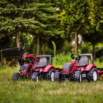 paspiriamos masineles - Falk Valtra S4 pedalinis traktorius su priekaba, raudonas (Red) - 12 nuotrauka