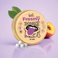 dantu pastos tablete - Freshmy dantų pastos tabletės vaikams, persikų skonio, 30 vnt - 2 nuotrauka
