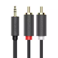 rca 3.5 - UGREEN AV102 2x RCA cable (Cinch) jack 3.5 mm 1.5m (black) - 4 nuotrauka