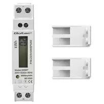 elektros skaitiklis - Qoltec Vienfazis elektroninis skaitiklis | energijos suvartojimo matuoklis DIN bėgiui | 230V | LCD | 2P | Lieknas - 2 nuotrauka