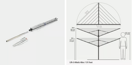 metaline dziovykla - Lauko džiovykla Brabantia, Lift-O-Matic 40 m su strypu Grey - 3 nuotrauka