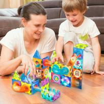 blokeliai - Magnetinis konstruktorius spalvoti blokeliai, 75 vnt - 9 nuotrauka