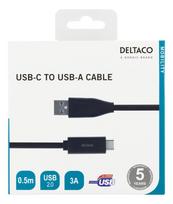 usb c pakrovejas - DELTACO USB 2.0 "C-A", 0.5m, juodas / USBC-1003M - 2 nuotrauka