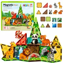 Lean Toys magnetinės kaladėlės Wild Animals Jungle ZOO, 27 vnt.