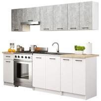 Virtuvinių spintelių komplektas Akord Oliwia 2.4, pilkas/baltas (Gray/White)