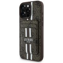 guess pinigines - Guess 4G Stripes case with Magsafe wallet for iPhone 16 Pro Max brown - 1 nuotrauka