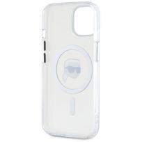 15 iphone telefonas baltas - Karl Lagerfeld IML Metal Karl Head MagSafe Case for iPhone 15 White - 3 nuotrauka