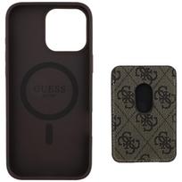 guess pinigines - Guess 4G Stripes case with Magsafe wallet for iPhone 16 Pro Max brown - 4 nuotrauka