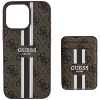 guess pinigines - Guess 4G Stripes case with Magsafe wallet for iPhone 16 Pro Max brown - 5 nuotrauka