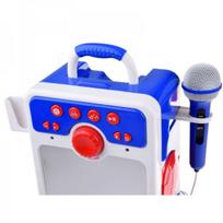 karaoke su mikrofonais - Jokomisiada Muzikinis boombox mėlynas garsiakalbis vaikams su mikrofonu IN0167 - 4 nuotrauka