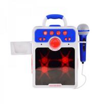 karaoke su mikrofonais - Jokomisiada Muzikinis boombox mėlynas garsiakalbis vaikams su mikrofonu IN0167 - 8 nuotrauka