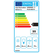 gartraukis 60 cm - CATA Hood | S PLUS 6010 X | Wall mounted | Energy efficiency class C | Width 60 cm | 637 m³/h | Mechanical | LED | Inox | 02060602 - 2 nuotrauka