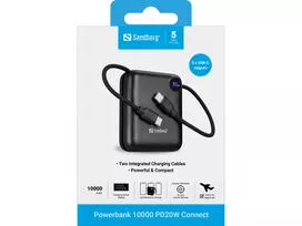 powerbank 20w - Sandberg Powerbank 10000 PD20W Connect, 10000 mAh, juodas - 3 nuotrauka