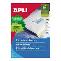 a4 lipduku lapai - Lipnios etiketės APLI, 70 x 37 mm, A4, 24 lipdukai lape, 25 lapai, balta - 2 nuotrauka